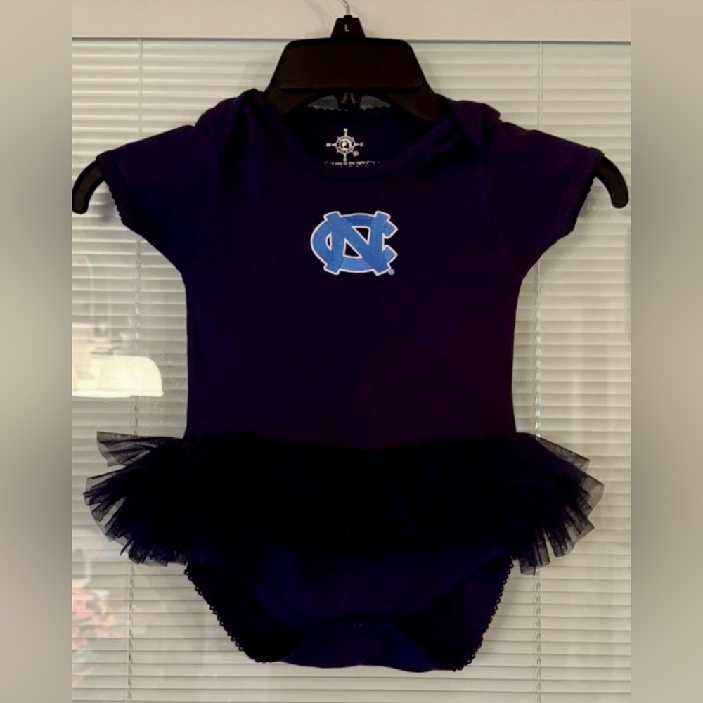 UNC Tarheels University of NC Embroidered Tutu Bodysuit One Piece Bodysuit 12M